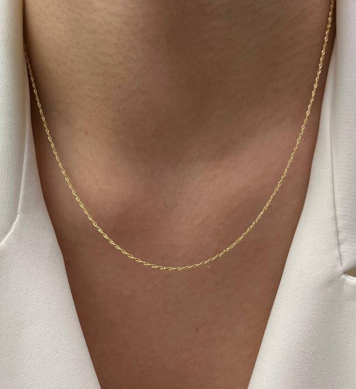 زنجیر زنانه طلا ۱۸ عیار زنجیر طنابی سانل گلد