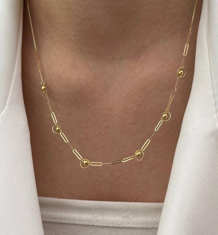 گردنبند زنانه طلا ۱۸ عیار گوی و هرمس کد ۴ سانل گلد