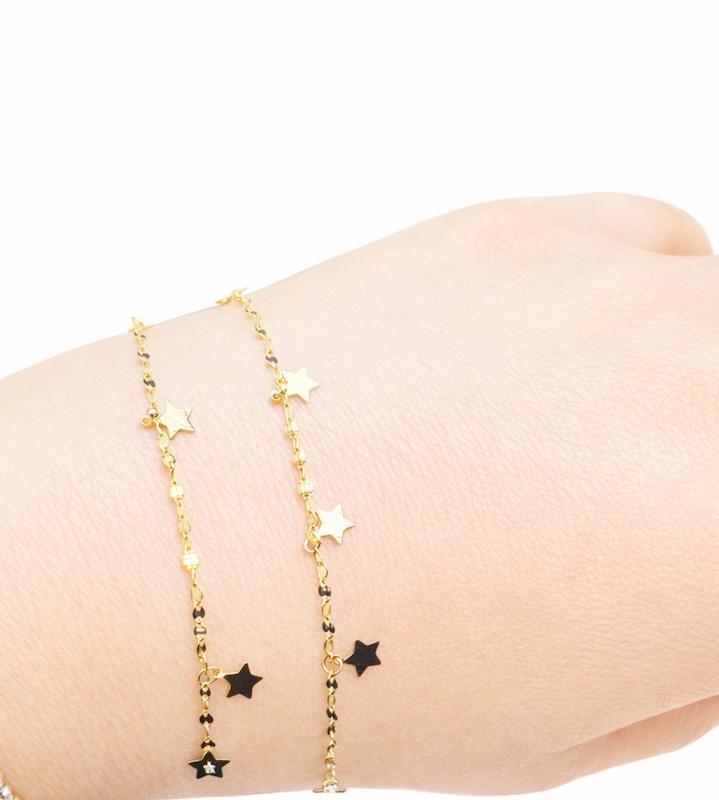 دستبند زنانه طلا ۱۸ عیار دستبند طرح ستاره گالری گلوریا گلد