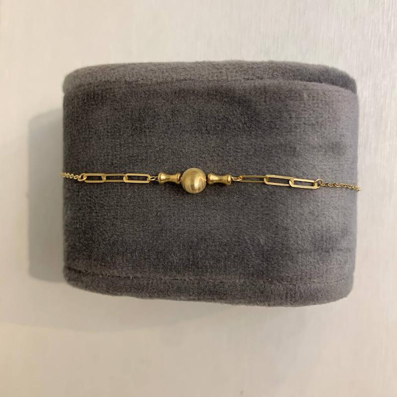 دستبند طلا ۱۸ عیار دستبند تک گوی گالری جواهری مهربان