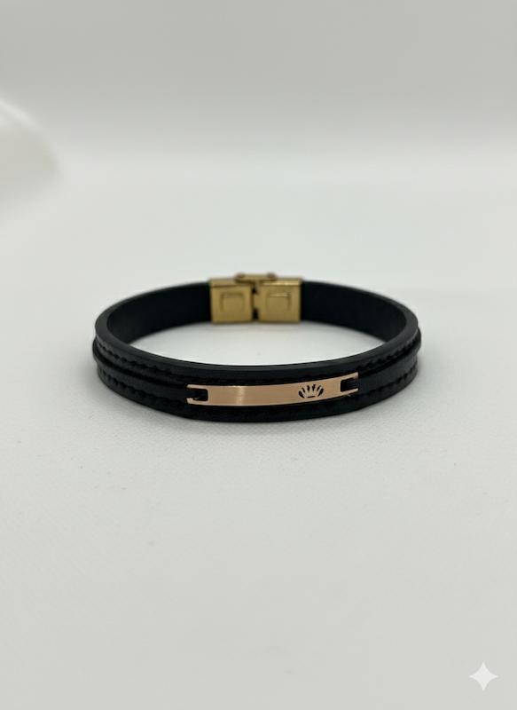 دستبند مردانه طلا ۱۸ عیار چرم افرا گالری طلا سرور گلد