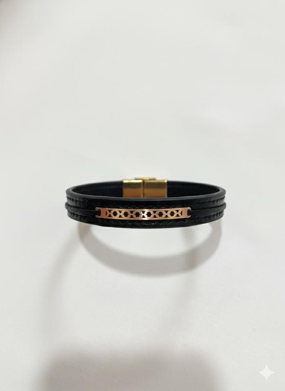 دستبند مردانه طلا ۱۸ عیار چرم افرا گالری طلا سرور گلد