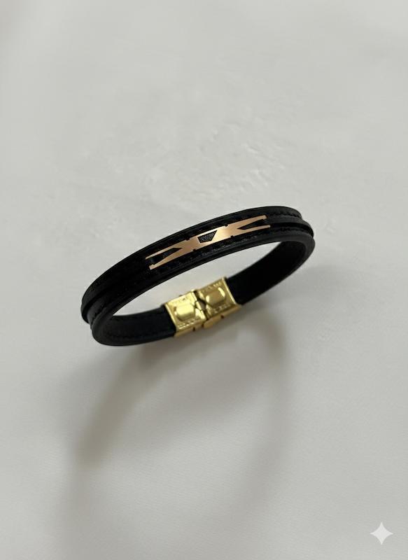 دستبند مردانه طلا ۱۸ عیار چرم افرا گالری طلا سرور گلد