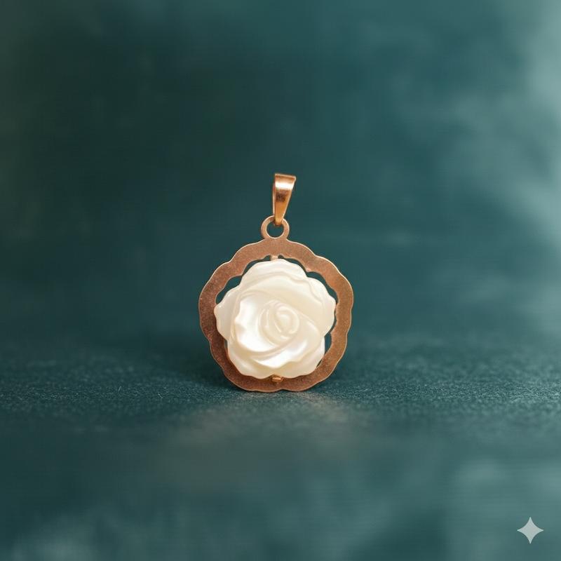 آویز طلا ۱۸ عیار گل صدف دو رو گالری شمش طلا