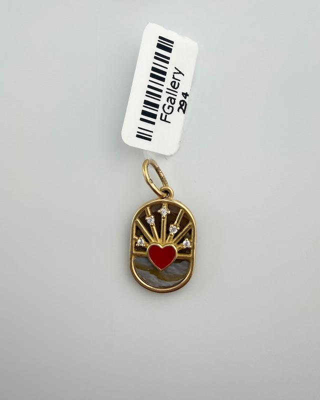آویز زنانه طلا ۱۸ عیار آویز قلب و نگین اف گالری