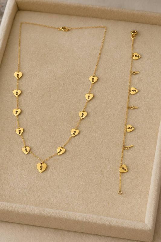 نیم ست طلا ۱۸ عیار نیم ست قلب گالری بابل طلا