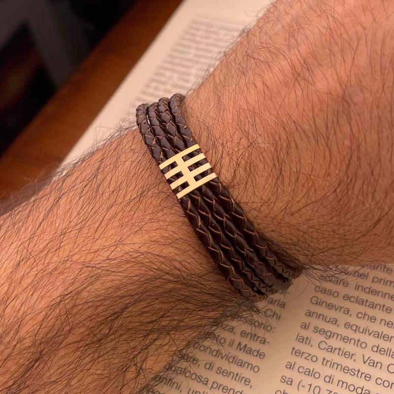 دستبند مردانه طلا ۱۸ عیار چرم کد 32 سانل گلد