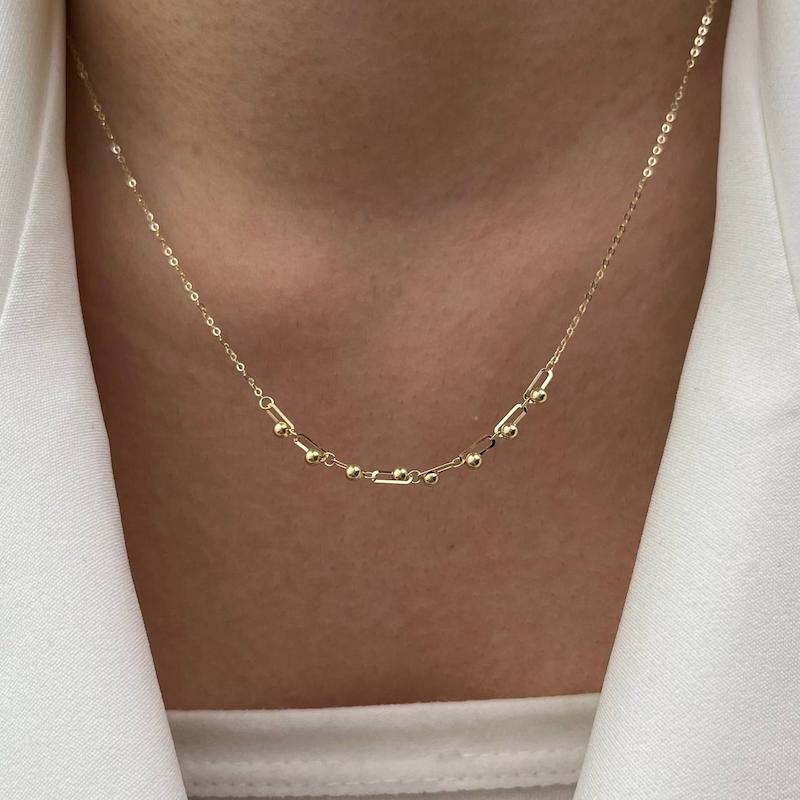 گردنبند زنانه طلا ۱۸ عیار سوپرلایت گوی و هرمس کد 5 سانل گلد