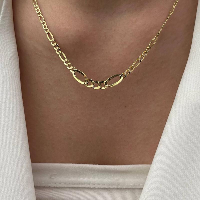 زنجیر زنانه طلا ۱۸ عیار فیگارو کونیک کد 3 سانل گلد