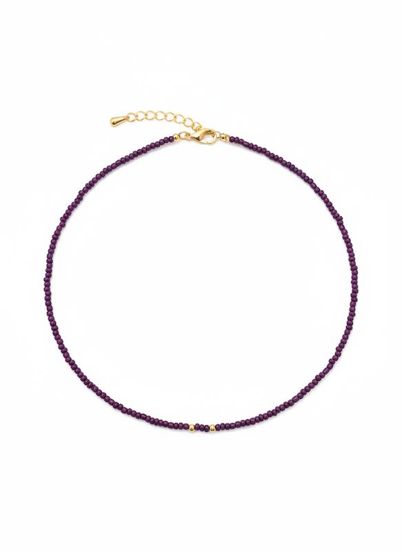 گردنبند زنانه طلا ۱۸ عیار بنفش با گوی سانل گلد