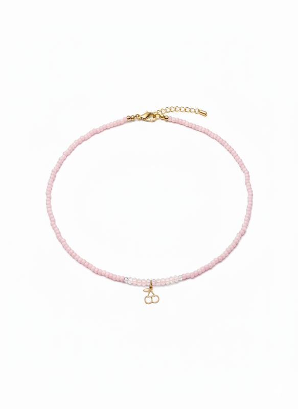 گردنبند زنانه طلا ۱۸ عیار صورتی با البالو سانل گلد