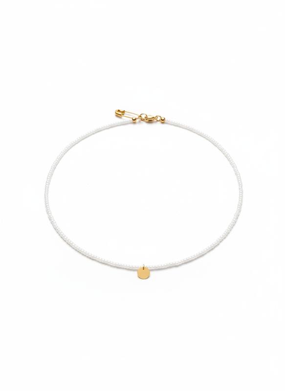 گردنبند زنانه طلا ۱۸ عیار سفید پولکی سانل گلد