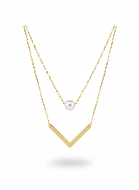 گردنبند زنانه طلا ۱۸ عیار گردنبند دولاین گالری کاژه گلد