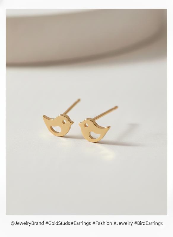 گوشواره بچگانه طلا ۱۸ عیار جوجه میخی گالری شمش طلا