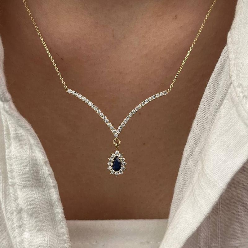 گردنبند زنانه طلا ۱۸ عیار گردنبند ثریا سنگخور کد 11 سانل گلد