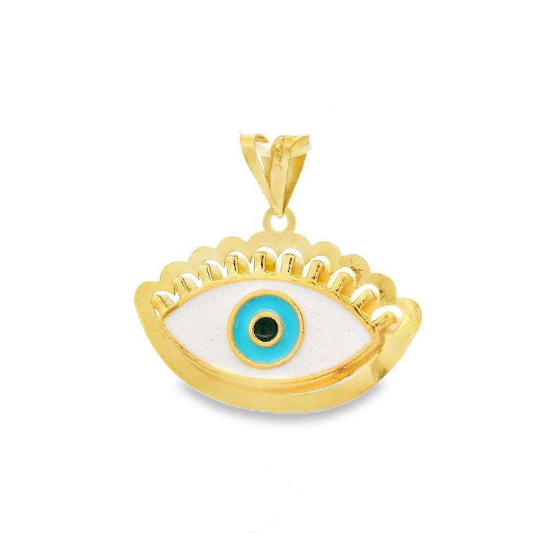 آویز زنانه طلا ۱۸ عیار چشم کد1 سفید سانل گلد