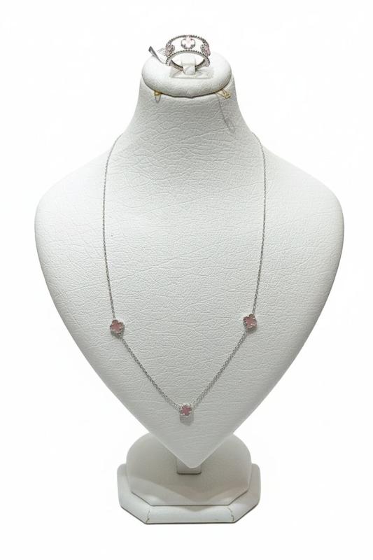 زنانه ست طلا ۱۸ عیار انگشتر و گردنبند طلاسفید گالری پلاتین