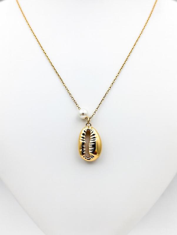 گردنبند زنانه طلا ۱۸ عیار گردنبند صدف گالری طلای هدی