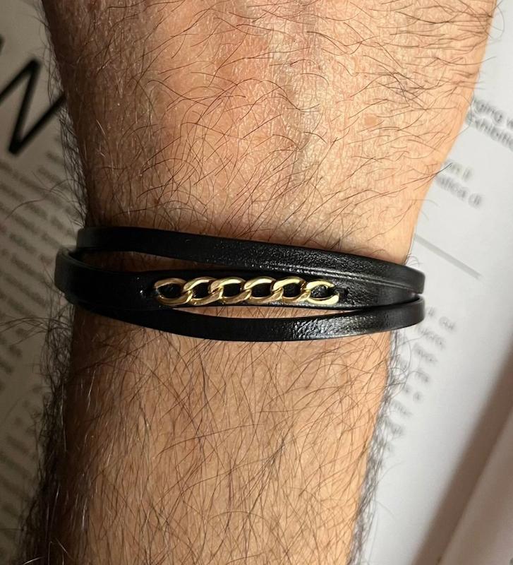 دستبند مردانه طلا ۱۸ عیار چرم کارتیه سانل گلد