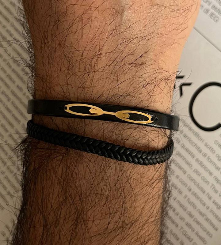 دستبند مردانه طلا ۱۸ عیار چرم کد ۲۰ سانل گلد