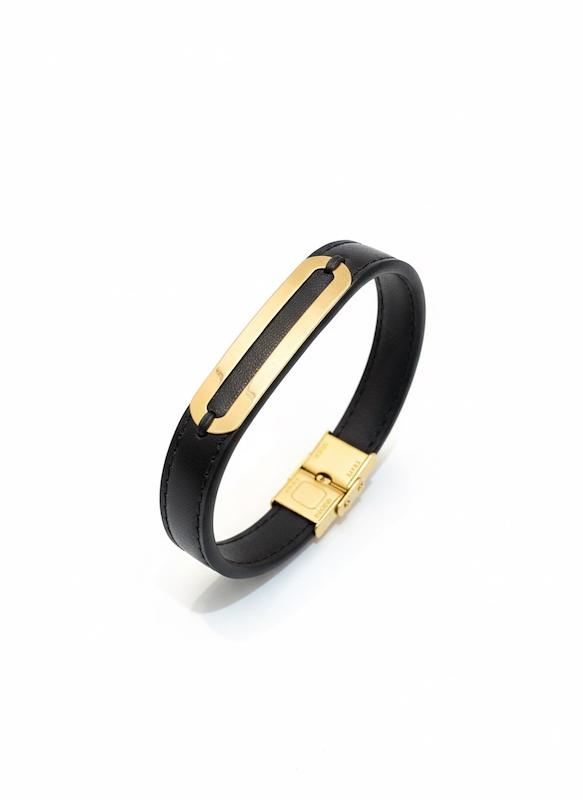 دستبند مردانه طلا ۱۸ عیار چرم۴١۵٣ گالری طلای شفیع