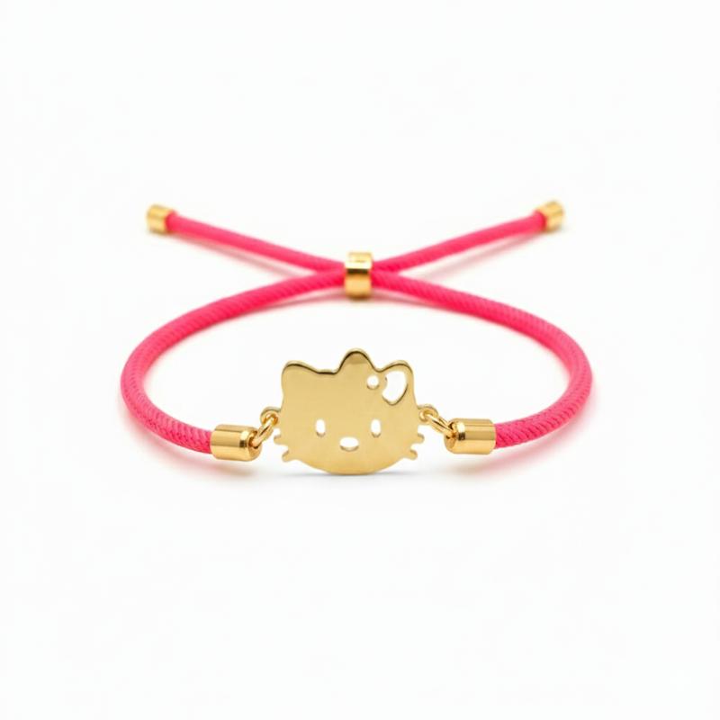 دستبند بچگانه طلا ۱۸ عیار هلو کیتی دخترانه  با بند آسانسوری قابل تنظیم گالری شمش طلا