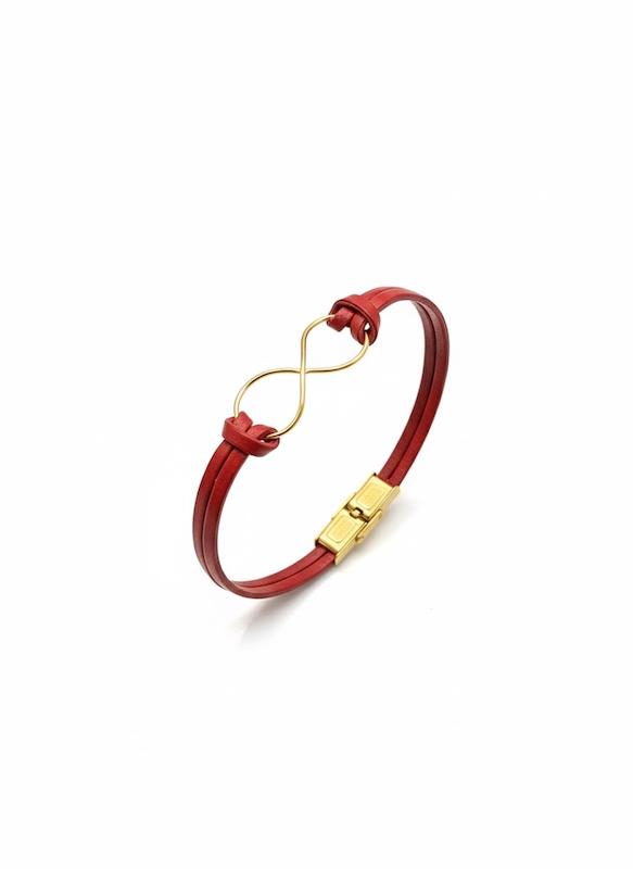 دستبند زنانه طلا ۱۸ عیار چرم ۴١۵١ گالری طلای شفیع