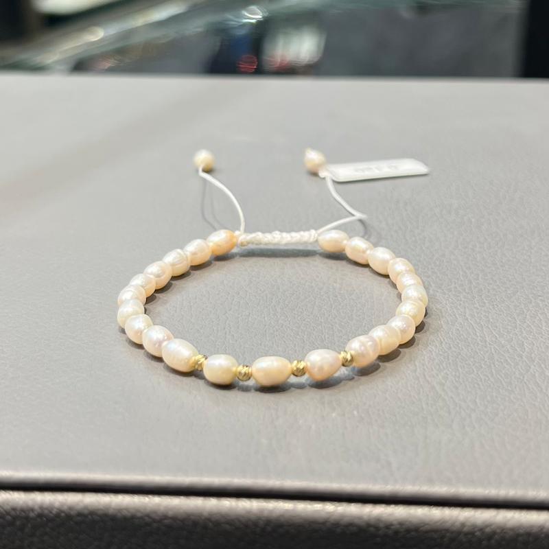 دستبند زنانه طلا ۱۸ عیار دستبند ۴ گوی و مروارید سایز کوچک پرورشی گالری زرنوش
