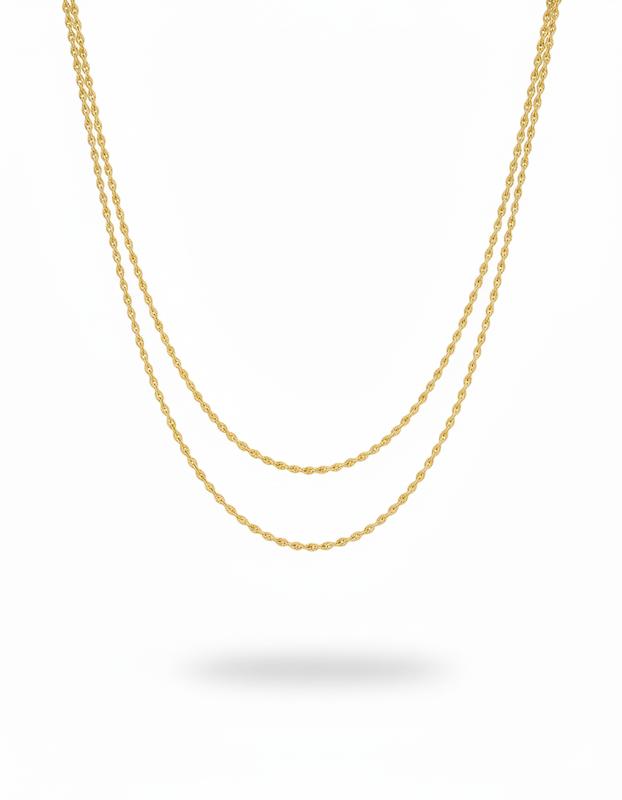 زنجیر زنانه طلا ۱۸ عیار زنجیر دولاین طنابی وارداتی گالری کاژه گلد