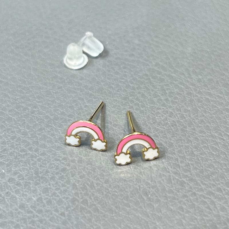 گوشواره زنانه طلا ۱۸ عیار گوشواره میخی رنگین کمان گالری زرنوش