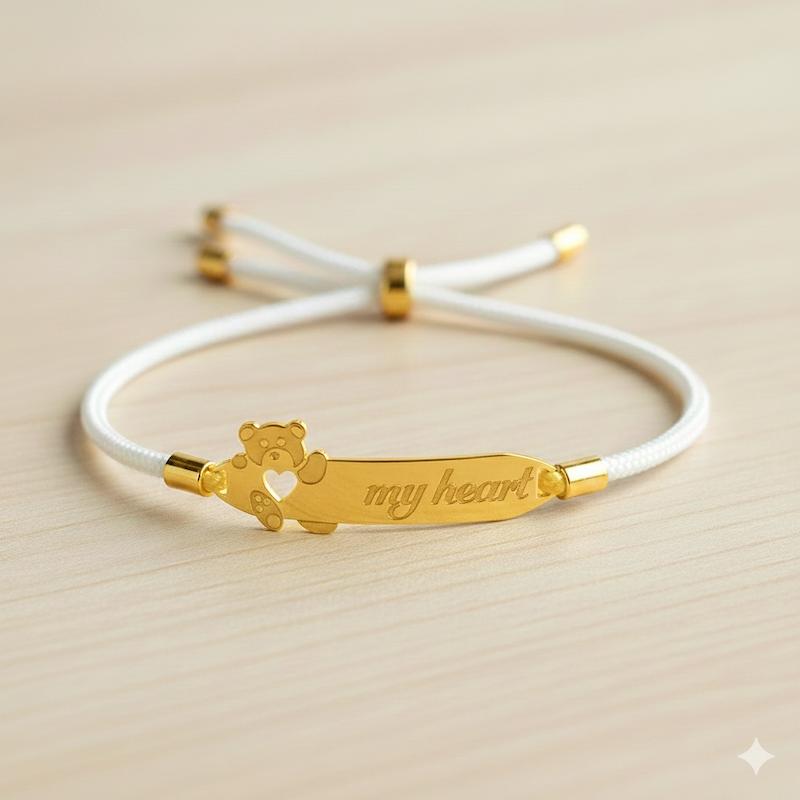 دستبند بچگانه طلا ۱۸ عیار پلاک خرس گالری شمش طلا