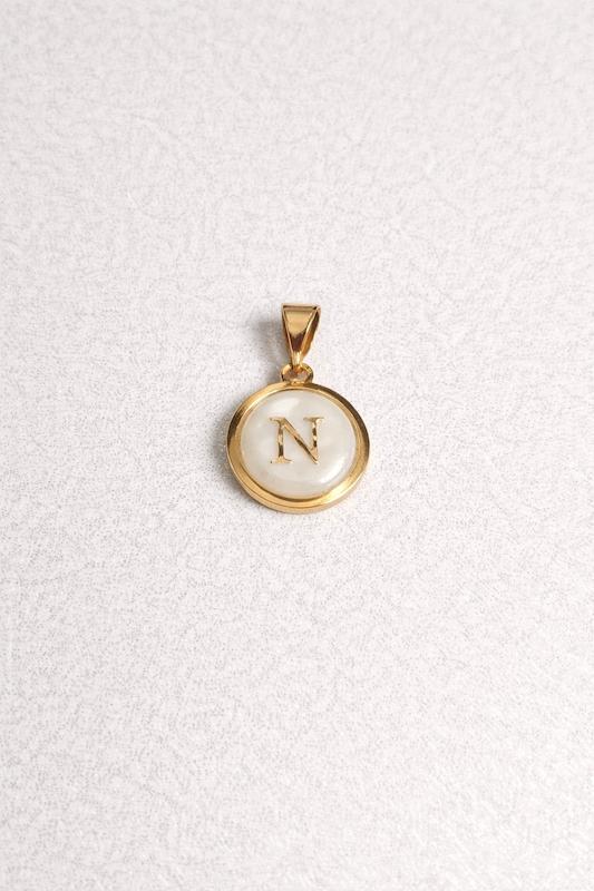 آویز زنانه طلا ۱۸ عیار سوارفسکی حروف N گالری مینا‌جان
