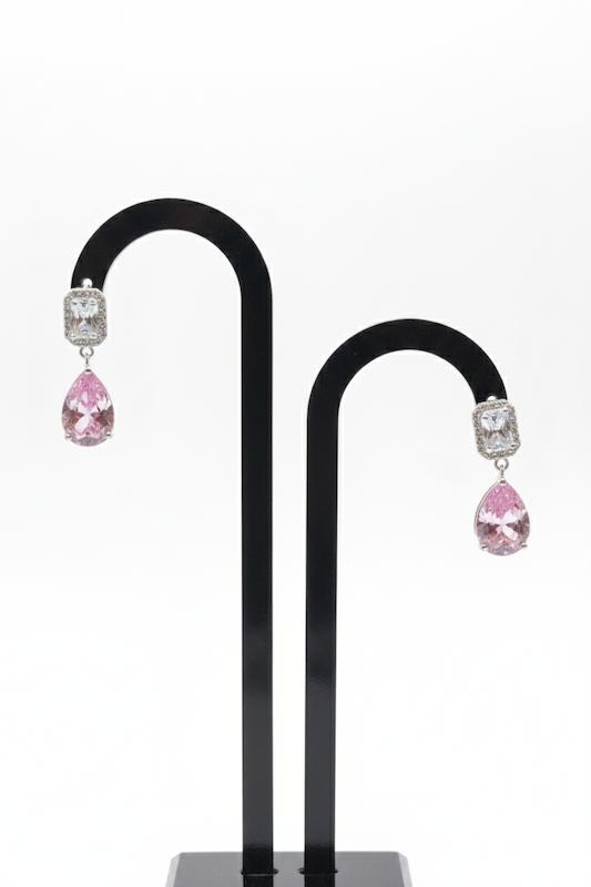 گوشواره زنانه طلا ۱۸ عیار سفید کسر نگین گالری پلاتین