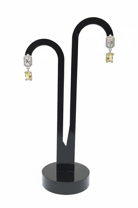 گوشواره زنانه طلا ۱۸ عیار سفید کسر نگین گالری پلاتین