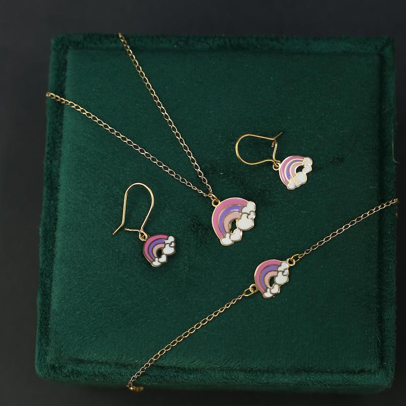 سرویس زنانه طلا ۱۸ عیار سرویس بچهگانه رنگین کمان گالری حامی گلد