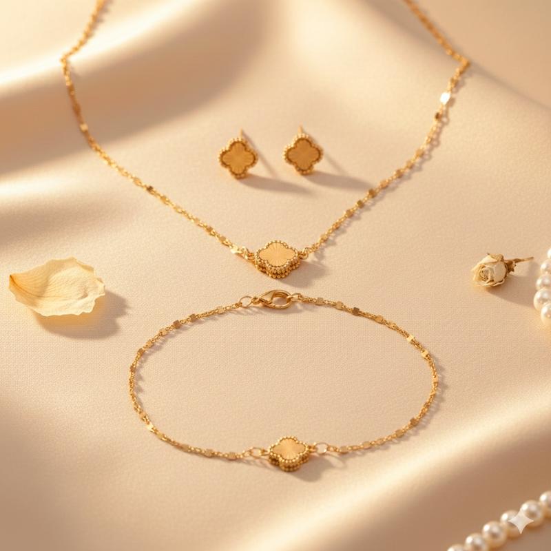 سرویس زنانه طلا ۱۸ عیار ونکلیف با زنجیر استار گالری شمش طلا