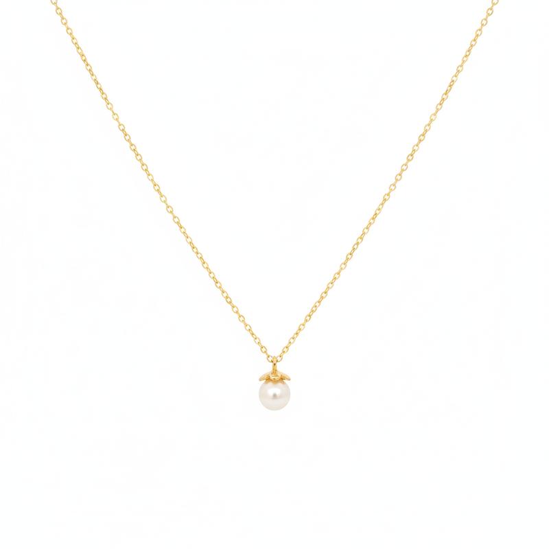 گردنبند زنانه طلا ۱۸ عیار تک مروارید دخترانه گالری شمش طلا