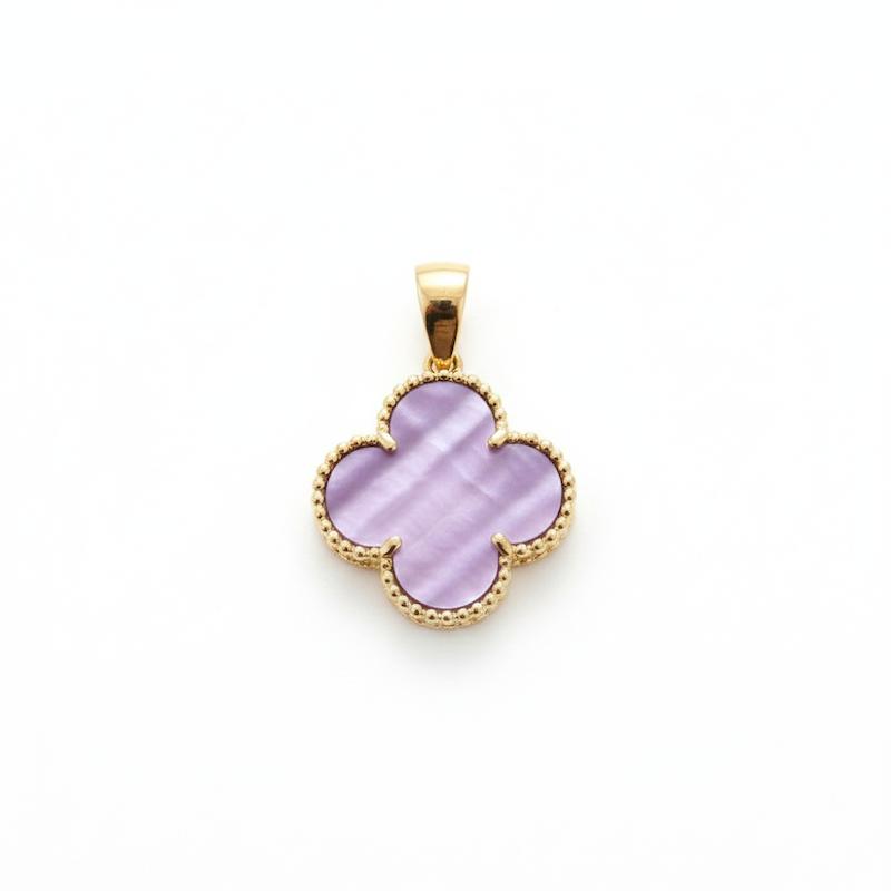 آویز زنانه طلا ۱۸ عیار ونکلیف با سنگ بنفش گالری شمش طلا