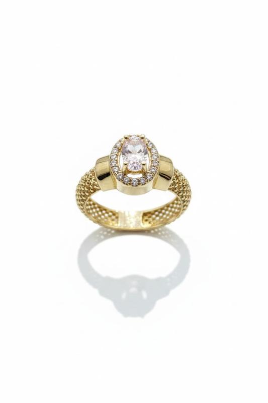 انگشتر طلا ۱۸ عیار نگین صورتی کسر نگین گالری پلاتین