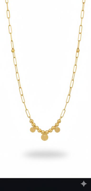 گردنبند زنانه طلا ۱۸ عیار گردنبند وارداتی گوی و پولک گالری کاژه گلد