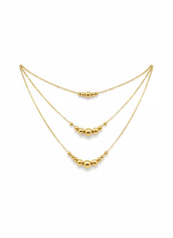 گردنبند زنانه طلا ۱۸ عیار گردنبند ۳ لاین گالری کاژه گلد