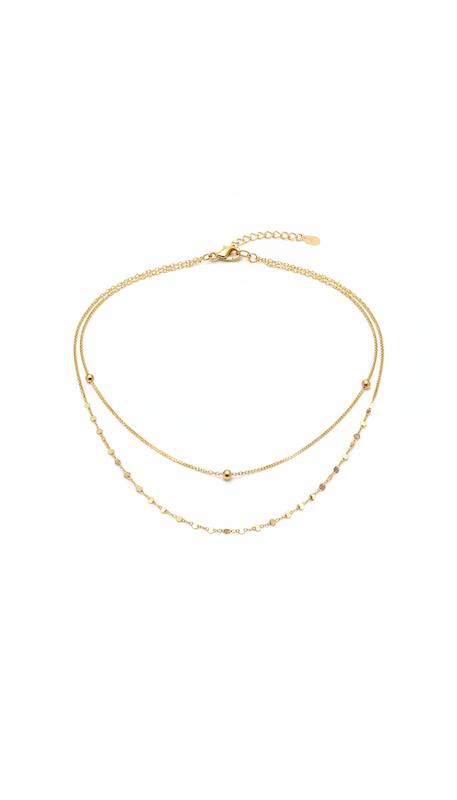 گردنبند زنانه طلا ۱۸ عیار گردنبند دولاین گوی و استار گالری کاژه گلد