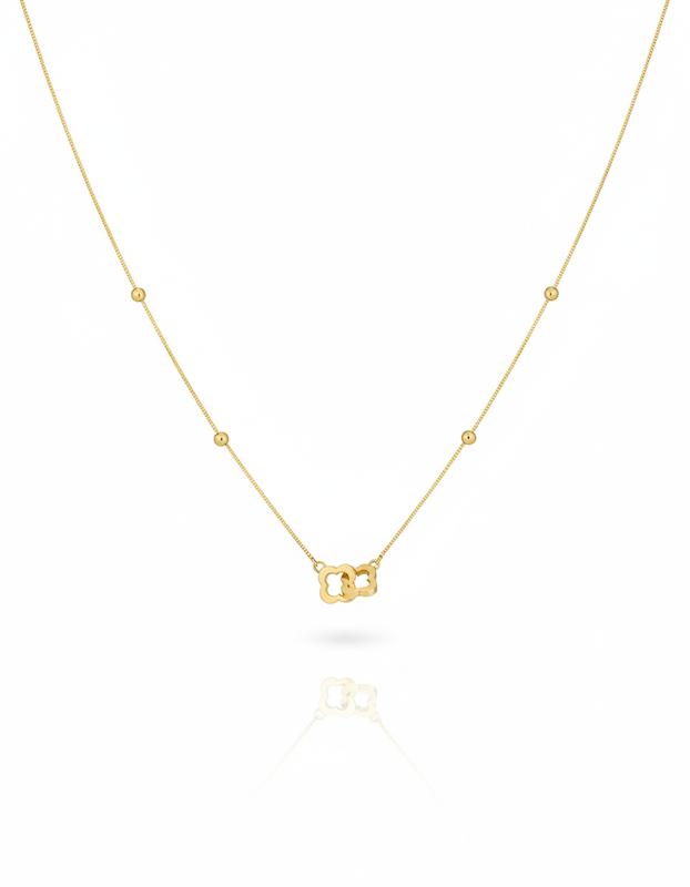 گردنبند زنانه طلا ۱۸ عیار گردنبند دوحلقه ونکلیف گالری کاژه گلد