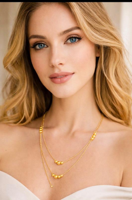 گردنبند طلا ۱۸ عیار گردنبند اماراتی دو زنجیر گالری نیک گلد