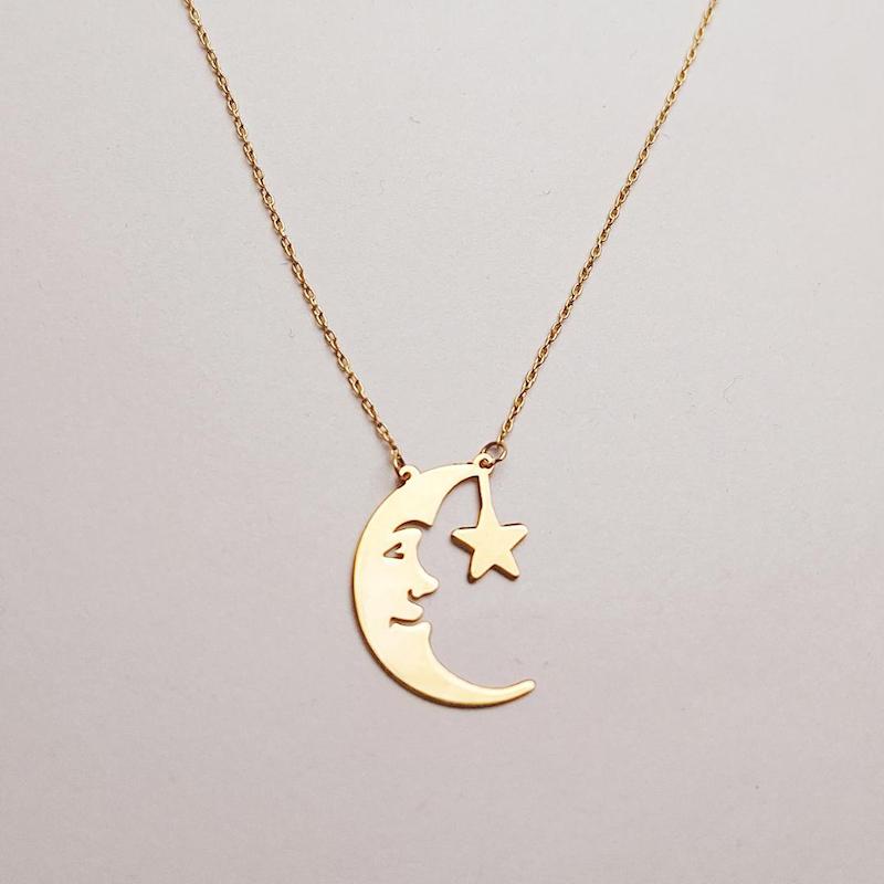 گردنبند زنانه طلا ۱۸ عیار ماه و ستاره گالری زربام