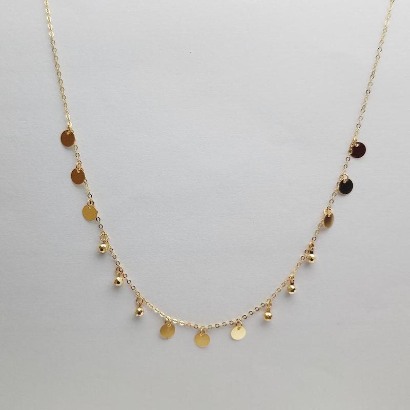 گردنبند زنانه طلا ۱۸ عیار پولکی و گوی گالری زربام