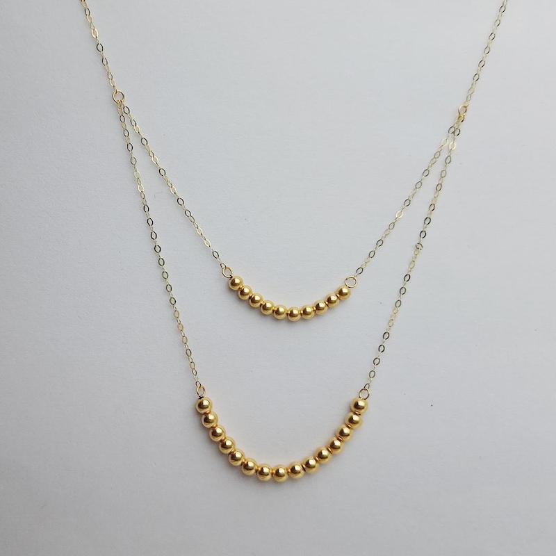 گردنبند زنانه طلا ۱۸ عیار گوی دو رج گالری زربام