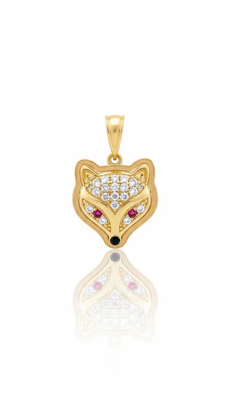 آویز زنانه طلا ۱۸ عیار پلاک روباه سواروسکی گالری کاژه گلد