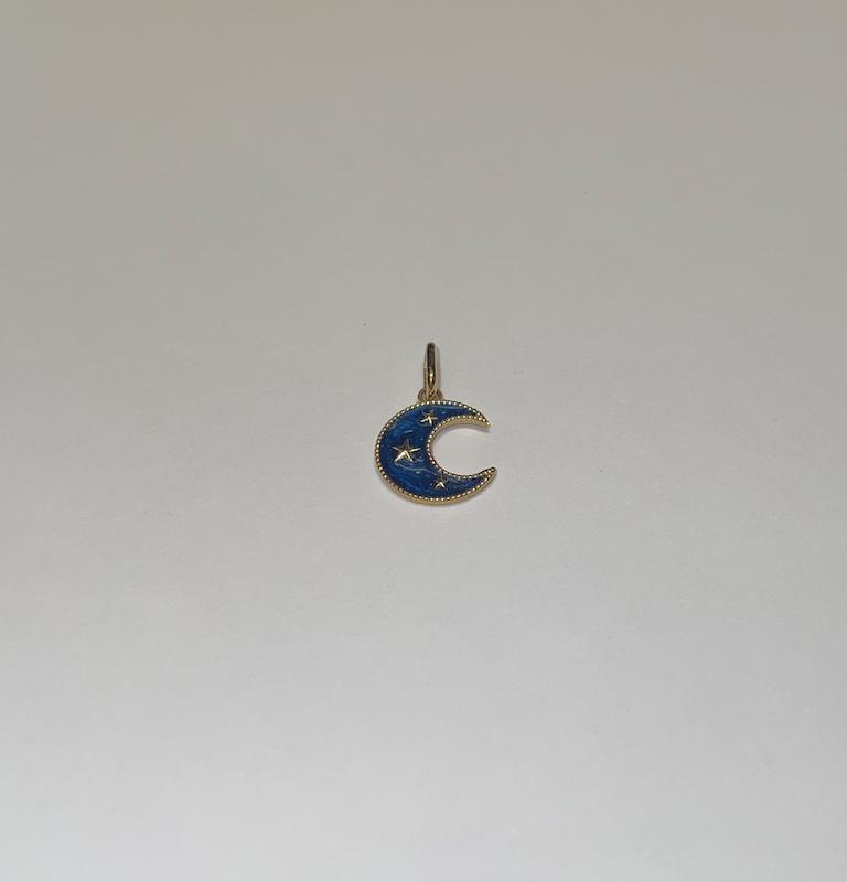 آویز زنانه طلا ۱۸ عیار آویز ماه مینا کاری گالری رخساره