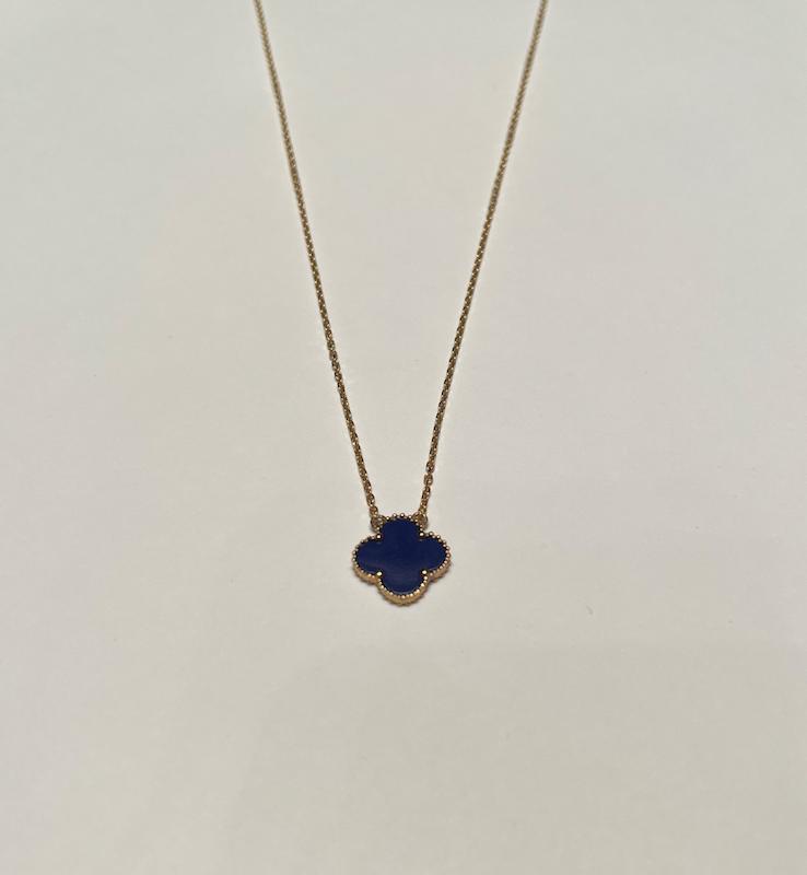 گردنبند زنانه طلا ۱۸ عیار ونکلیف سرمه ای گالری رخساره